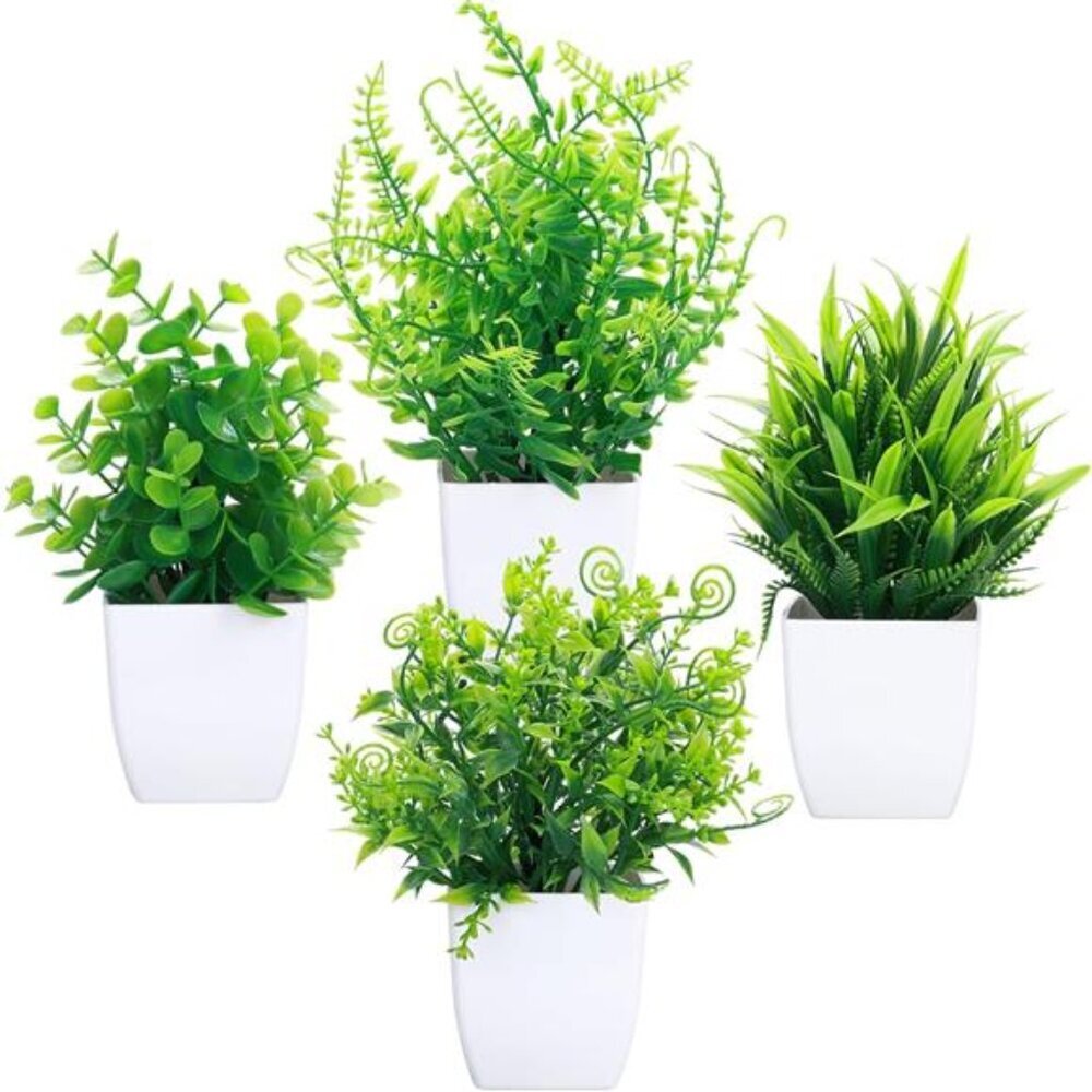 4 Pcs Fake Plants Potted Small Artificial Plants Indoor Faux Plants